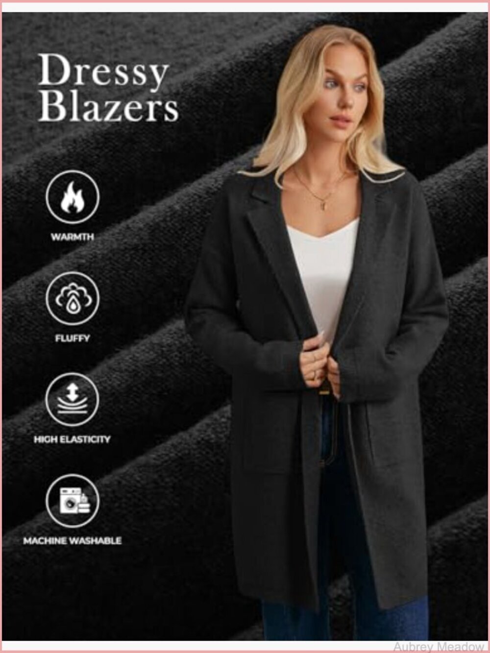 Womens Long Cardigan Sweater Blazer Open Front Knit Jacket w Pockets - Picture 4 of 7